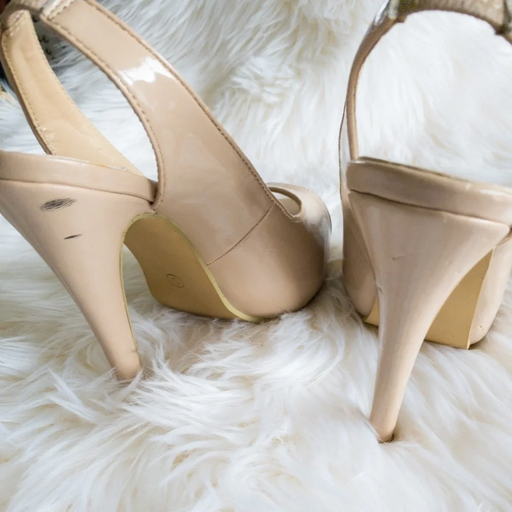 Rue21 Tan‎ Sling Back Peep Toe Heels - Picture 6 of 6
